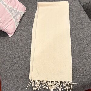 Yves Saint Laurent Cream Fringe Wool Scarf